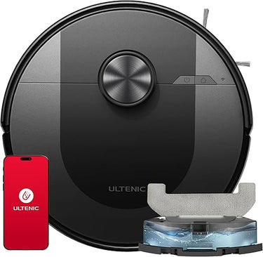 Ultenic Robot vacuums- Aspiradora Automática con Mapeo Láser Silencioso para Suelos Duros, Alfombras - Incluye Cepillo Lateral y Base de Carga